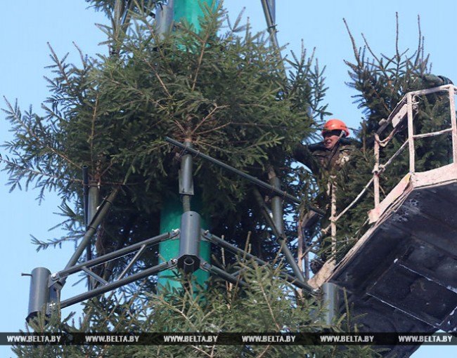 Мантаж навагодняй ёлкі ідзе ў Віцебску
